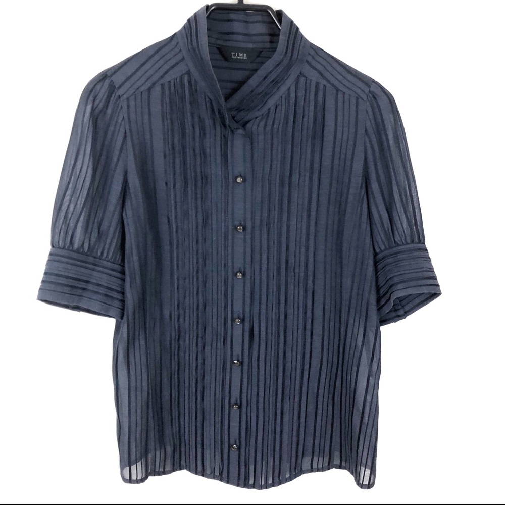 Navy Short Sleeve Blouse